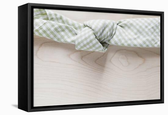 Cloth Napkin with Node on Wood-Petra Daisenberger-Framed Premier Image Canvas