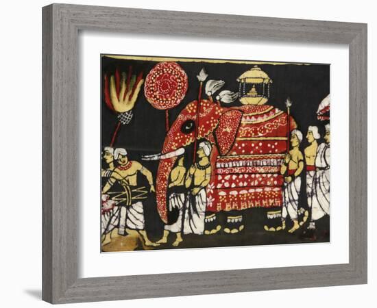 Cloth Print Depicting the Sacred Buddha Tooth Relic in the Perahera in Kandy, Sri Lanka, Asia-Godong-Framed Photographic Print