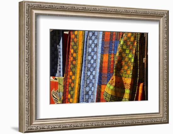 Cloth stall, African curio market, Greenmarket Square (1696), Cape Town, South Africa.-David Wall-Framed Photographic Print