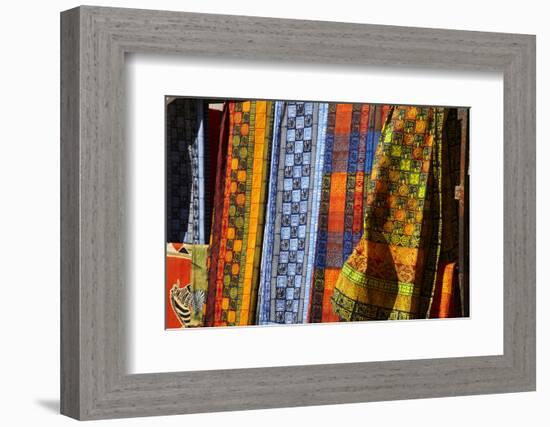 Cloth stall, African curio market, Greenmarket Square (1696), Cape Town, South Africa.-David Wall-Framed Photographic Print