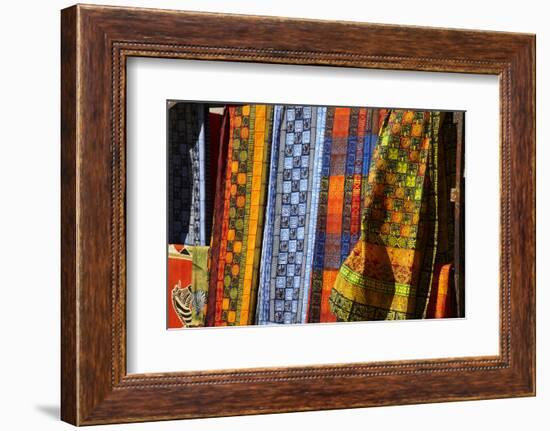 Cloth stall, African curio market, Greenmarket Square (1696), Cape Town, South Africa.-David Wall-Framed Photographic Print