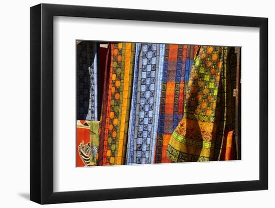 Cloth stall, African curio market, Greenmarket Square (1696), Cape Town, South Africa.-David Wall-Framed Photographic Print