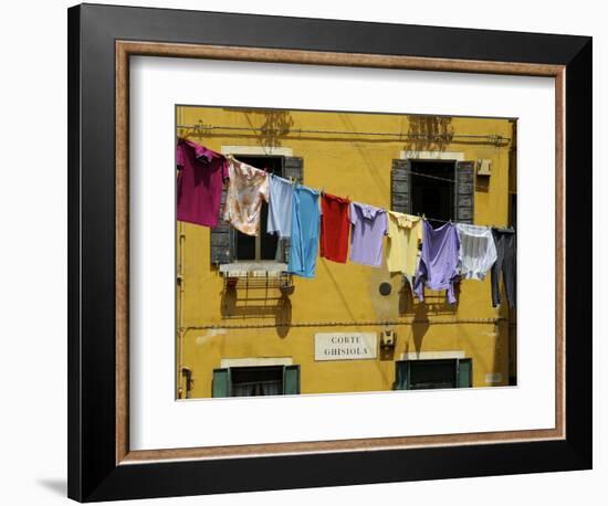 Clothes Hanging on a Washing Line Between Houses, Venice, Veneto, Italy, Europe-Peter Richardson-Framed Photographic Print