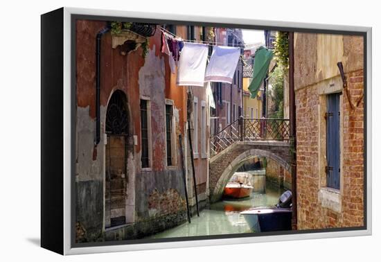 Clothes lines, Venice, UNESCO World Heritage Site, Veneto, Italy, Europe-Hans-Peter Merten-Framed Premier Image Canvas
