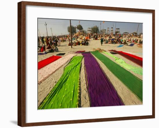 Clothes of Hindu Devotee are Laid out to Dry after Being Drenched During Ritualistic Holy Dips-Aman Sharma-Framed Photographic Print