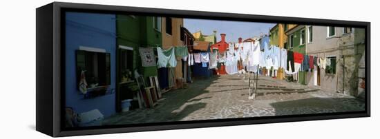 Clothesline in a Street, Burano, Veneto, Italy-null-Framed Premier Image Canvas