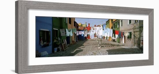 Clothesline in a Street, Burano, Veneto, Italy-null-Framed Photographic Print