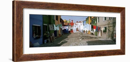 Clothesline in a Street, Burano, Veneto, Italy-null-Framed Photographic Print