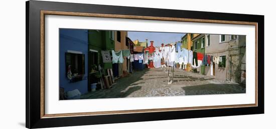 Clothesline in a Street, Burano, Veneto, Italy-null-Framed Photographic Print