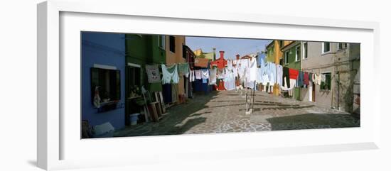 Clothesline in a Street, Burano, Veneto, Italy-null-Framed Photographic Print