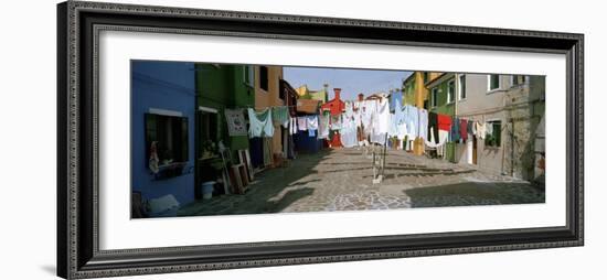 Clothesline in a Street, Burano, Veneto, Italy-null-Framed Photographic Print