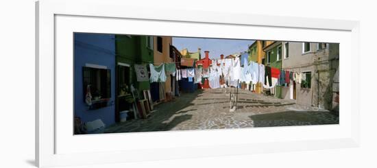 Clothesline in a Street, Burano, Veneto, Italy-null-Framed Photographic Print