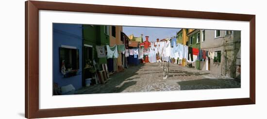 Clothesline in a Street, Burano, Veneto, Italy-null-Framed Photographic Print