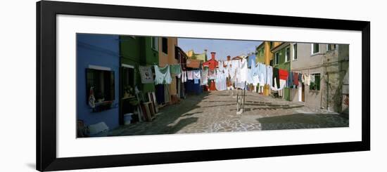 Clothesline in a Street, Burano, Veneto, Italy-null-Framed Photographic Print