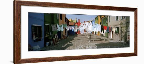 Clothesline in a Street, Burano, Veneto, Italy-null-Framed Photographic Print