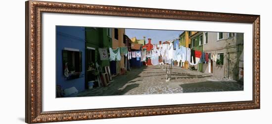 Clothesline in a Street, Burano, Veneto, Italy-null-Framed Photographic Print