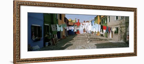 Clothesline in a Street, Burano, Veneto, Italy-null-Framed Photographic Print