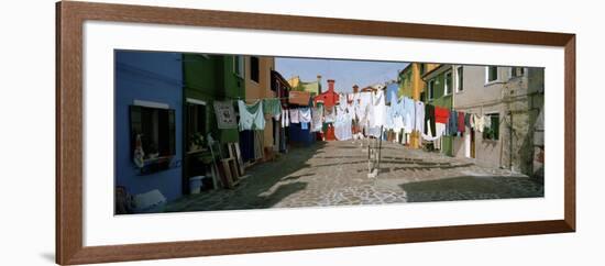 Clothesline in a Street, Burano, Veneto, Italy-null-Framed Photographic Print