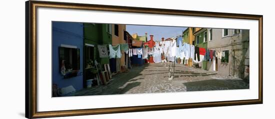 Clothesline in a Street, Burano, Veneto, Italy-null-Framed Photographic Print