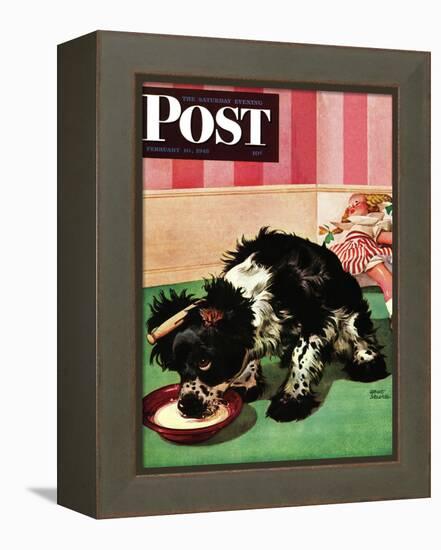 "Clothespinned Butch," Saturday Evening Post Cover, February 10, 1945-Albert Staehle-Framed Premier Image Canvas