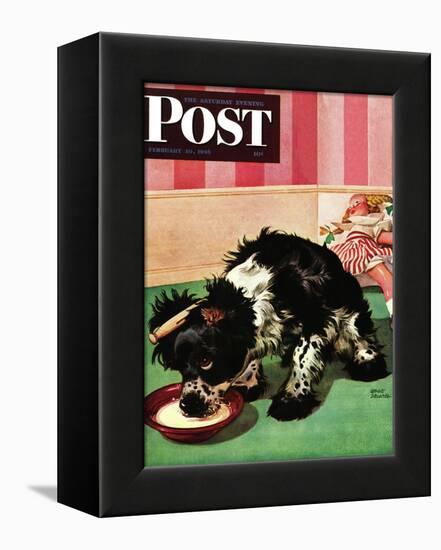 "Clothespinned Butch," Saturday Evening Post Cover, February 10, 1945-Albert Staehle-Framed Premier Image Canvas