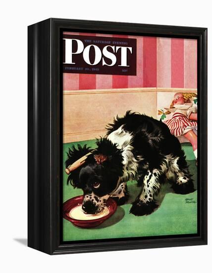 "Clothespinned Butch," Saturday Evening Post Cover, February 10, 1945-Albert Staehle-Framed Premier Image Canvas