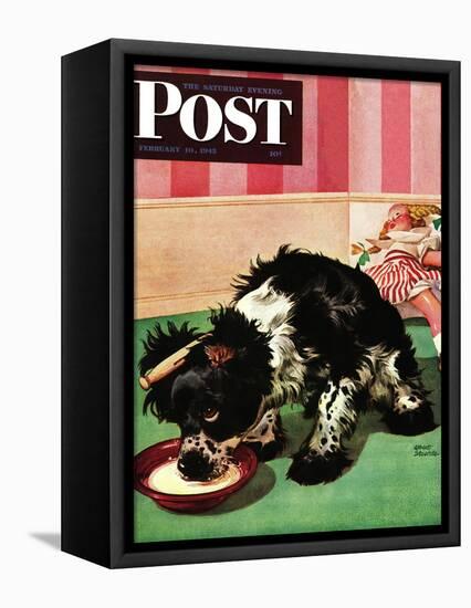 "Clothespinned Butch," Saturday Evening Post Cover, February 10, 1945-Albert Staehle-Framed Premier Image Canvas