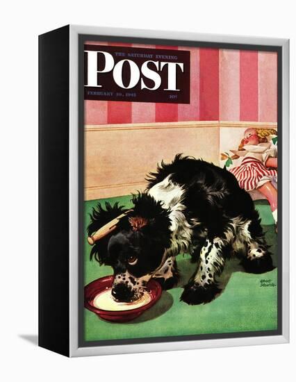 "Clothespinned Butch," Saturday Evening Post Cover, February 10, 1945-Albert Staehle-Framed Premier Image Canvas