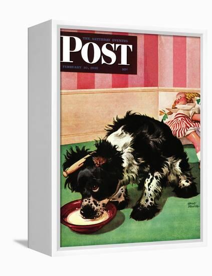 "Clothespinned Butch," Saturday Evening Post Cover, February 10, 1945-Albert Staehle-Framed Premier Image Canvas