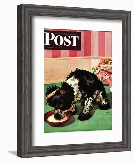 "Clothespinned Butch," Saturday Evening Post Cover, February 10, 1945-Albert Staehle-Framed Giclee Print