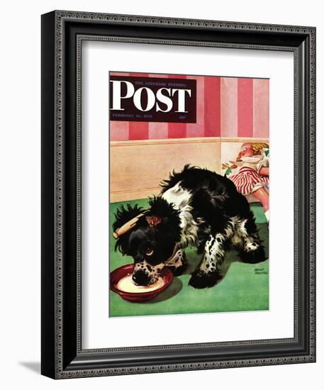 "Clothespinned Butch," Saturday Evening Post Cover, February 10, 1945-Albert Staehle-Framed Giclee Print