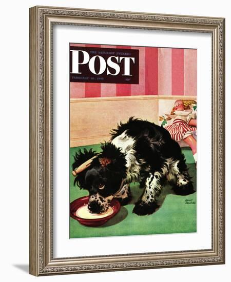 "Clothespinned Butch," Saturday Evening Post Cover, February 10, 1945-Albert Staehle-Framed Giclee Print