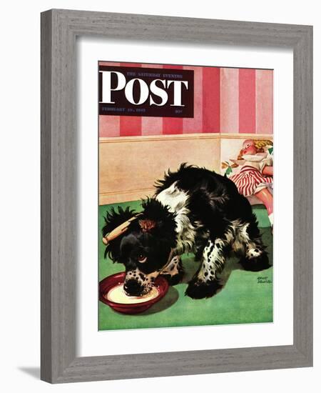 "Clothespinned Butch," Saturday Evening Post Cover, February 10, 1945-Albert Staehle-Framed Giclee Print