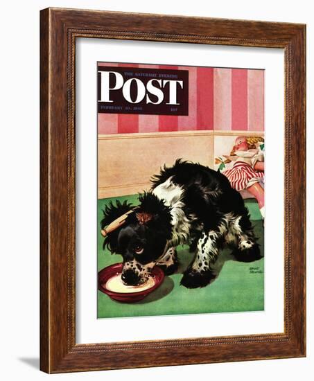 "Clothespinned Butch," Saturday Evening Post Cover, February 10, 1945-Albert Staehle-Framed Giclee Print