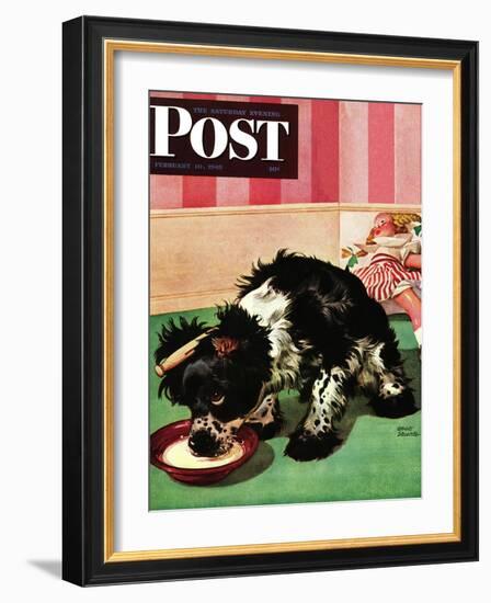 "Clothespinned Butch," Saturday Evening Post Cover, February 10, 1945-Albert Staehle-Framed Giclee Print