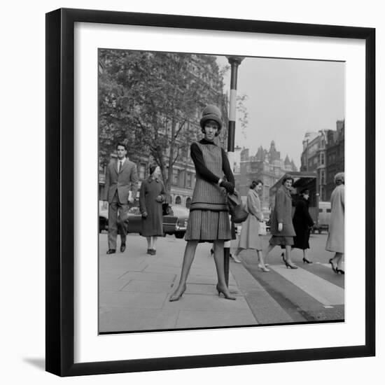 Clothing Designer Mary Quant near her Fashion Shop Bazaar, Brompton Road, Knightsbridge,London, SW1-Cyril Maitland-Framed Photographic Print