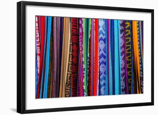 Cloths, Blankets, Scarves, and Hammocks Hang on Display at the Otavalo Market, in Otavalo, Ecuador-Karine Aigner-Framed Photographic Print