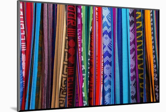 Cloths, Blankets, Scarves, and Hammocks Hang on Display at the Otavalo Market, in Otavalo, Ecuador-Karine Aigner-Mounted Photographic Print