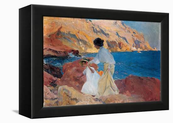 Clotilde and Elena on the Rocks, Javea, 1905-Joaquín Sorolla y Bastida-Framed Premier Image Canvas