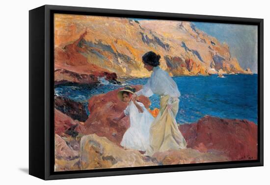 Clotilde and Elena on the Rocks, Javea, 1905-Joaquín Sorolla y Bastida-Framed Premier Image Canvas