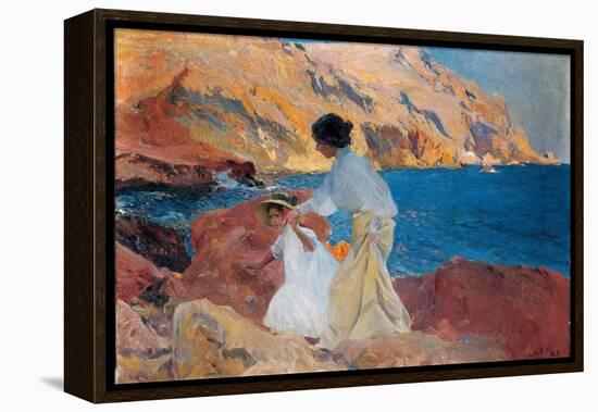 Clotilde and Elena on the Rocks, Javea, 1905-Joaquín Sorolla y Bastida-Framed Premier Image Canvas