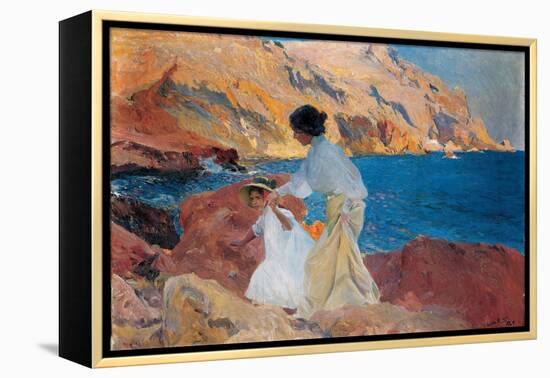 Clotilde and Elena on the Rocks, Javea, 1905-Joaquín Sorolla y Bastida-Framed Premier Image Canvas