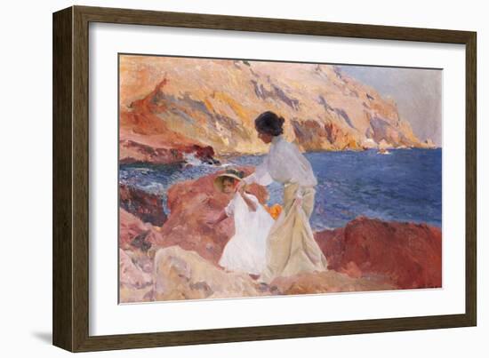 Clotilde and Elena on the Rocks, Javea-Joaquín Sorolla y Bastida-Framed Giclee Print