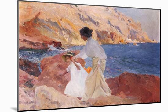 Clotilde and Elena on the Rocks, Javea-Joaquín Sorolla y Bastida-Mounted Giclee Print