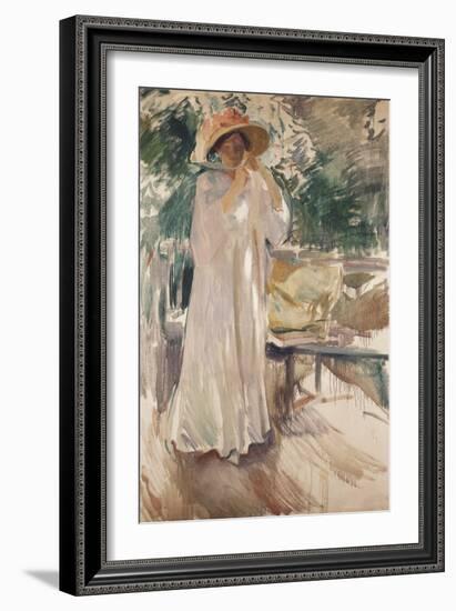 Clotilde in Her Garden, 1910-Joaquín Sorolla y Bastida-Framed Giclee Print