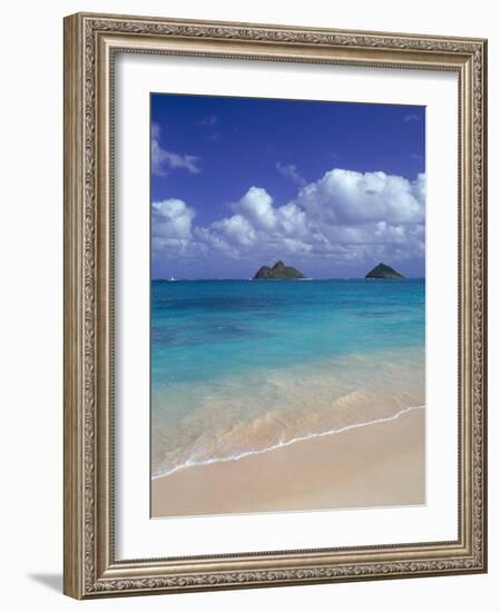 Cloud Filled Sky Over Blue Sea, Lanikai, Oahu, HI-Mitch Diamond-Framed Photographic Print