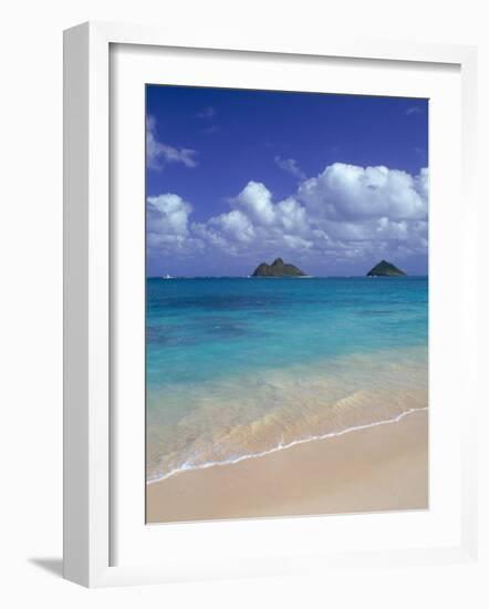 Cloud Filled Sky Over Blue Sea, Lanikai, Oahu, HI-Mitch Diamond-Framed Photographic Print