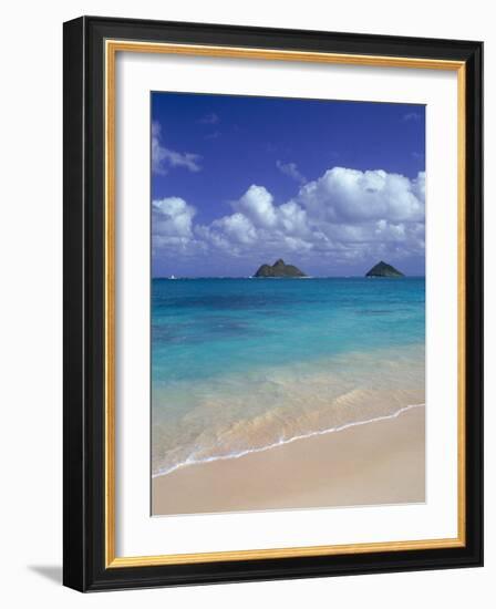 Cloud Filled Sky Over Blue Sea, Lanikai, Oahu, HI-Mitch Diamond-Framed Photographic Print