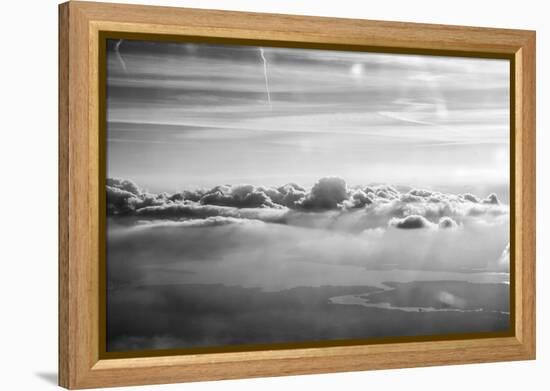 Cloud Formation from Out a Plane Window in Black and White-null-Framed Stretched Canvas