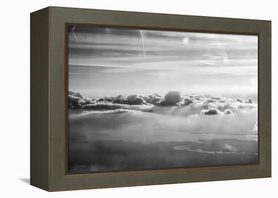 Cloud Formation from Out a Plane Window in Black and White-null-Framed Stretched Canvas